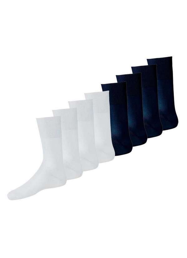 Vista 2 Kit com 8 pares de Meias Social Lupo 1100-011/049 Branco-Marinho Lupo