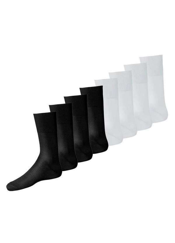 Vista 2 Kit com 8 pares de Meias Social Lupo 1100-011/049 Preto-Branco Lupo