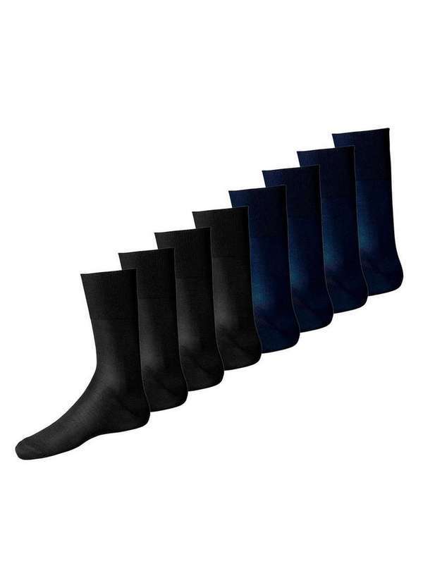 Vista 2 Kit com 8 pares de Meias Social Lupo 1100-011/049 Preto-Marinho Lupo