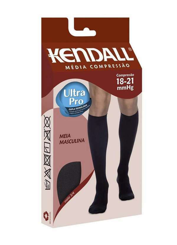 Meia 3/4 Kendall Média Compressão Masculina Preta