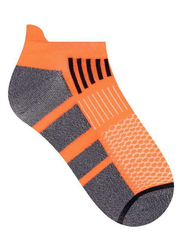 Vista 2 Meia Esportiva Cano Curto Selene 4255-001 501-Laranja-Fluor-Preto-Mescla SELENE