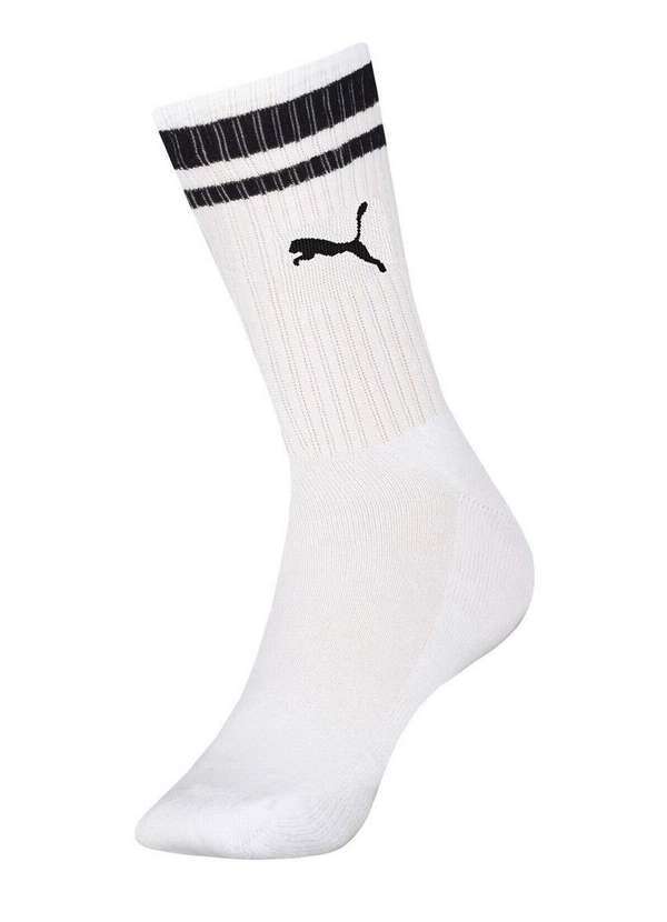 Vista 2 Meia Esportiva Cano Longo Puma 4695-001 504-Branco-Preto Puma