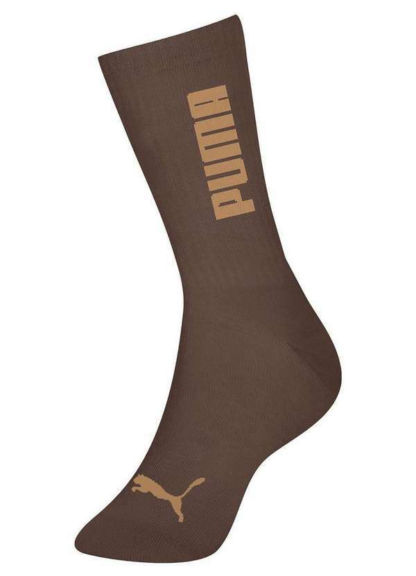 Vista 2 Meia Esportiva Cano Longo Puma 4535-004 776-Marrom-Castor Puma