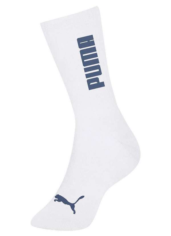 Vista 2 Meia Esportiva Cano Longo Puma 4535-004 508-Branco-Azul-Índico Puma