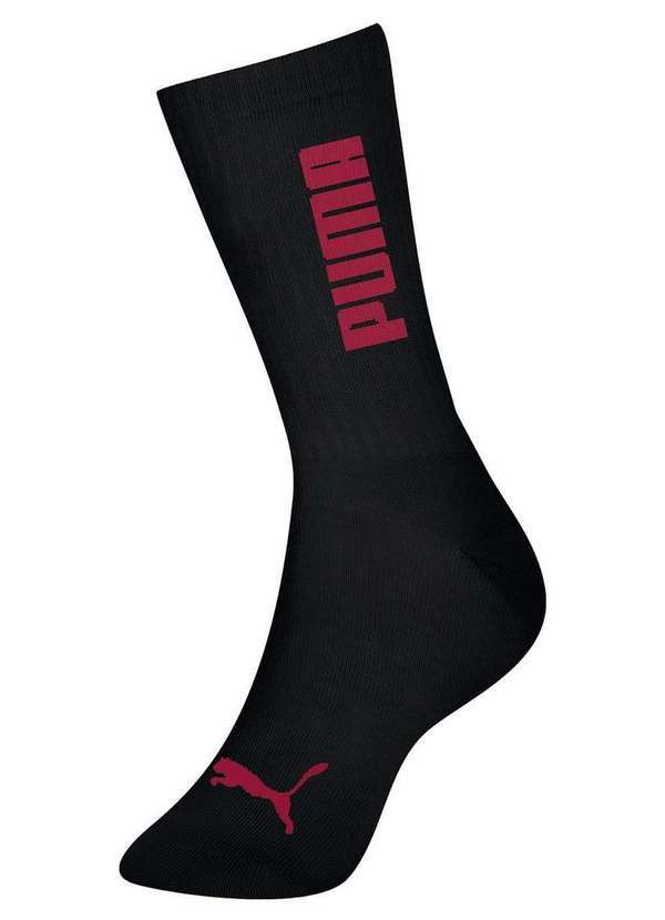 Vista 2 Meia Esportiva Cano Longo Puma 4535-004 557-Preto-Bordô Puma