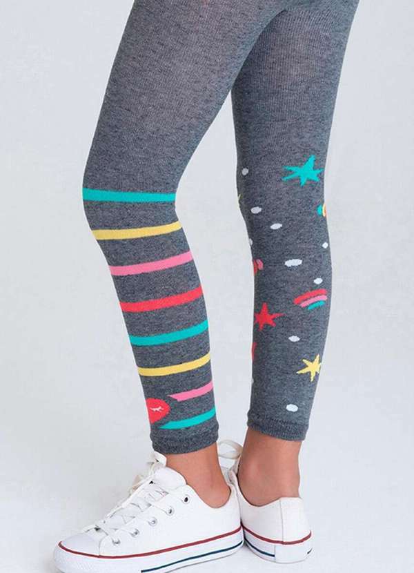 Vista 2 Legging Infantil Lobinha 2600-043 8300-Cinza-Chumbo Lupo Lupo