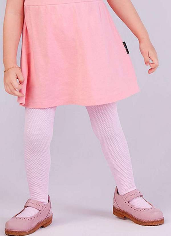 Vista 2 Meia Calça Bebê Fio 70 Cute Lobinha 2554-001 522-Rosa Lupo Lupo