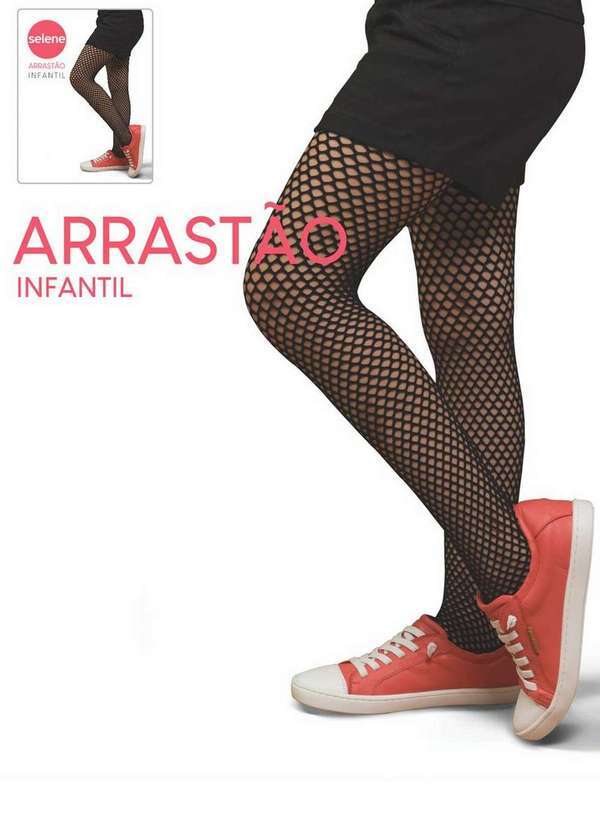 Vista 2 Meia Calça Infantil Arrastão Selene 9220-001 550-Preto SELENE