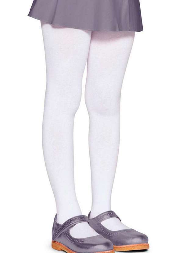 Vista 2 Meia Calça Infantil Fio 80 Opaca Lobinha 2526-001 100-Branca Lupo Lupo
