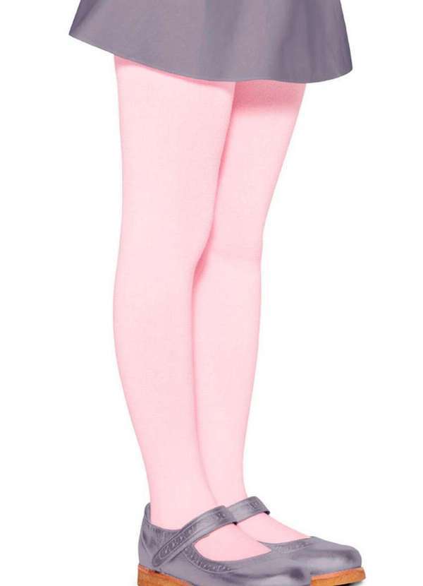 Vista 2 Meia Calça Infantil Fio 80 Opaca Lobinha 2526-001 511-Rosa Lupo Lupo
