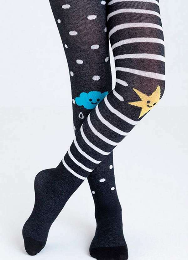 Vista 2 Meia Calça Infantil Opaca Lobinha 2615-058 9990-Preto Lupo Lupo