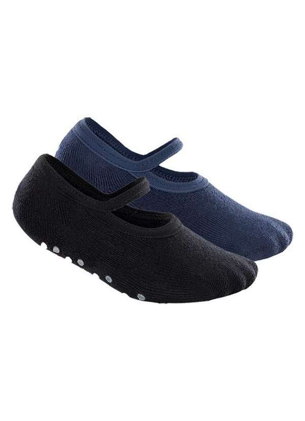 Vista 2 Kit 2 pares de Sapatilhas Bebê Antiderrapante Lupo 2027-004 Preto-Azul Lupo