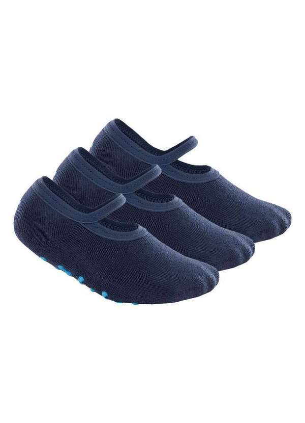 Vista 2 Kit 3 pares de Sapatilhas Bebê Antiderrapante Lupo 2027-004 Azul Lupo