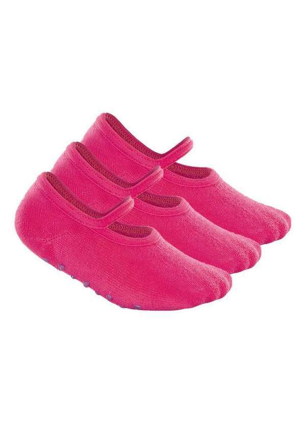 Vista 2 Kit 3 pares de Sapatilhas Bebê Antiderrapante Lupo 2027-004 Rosa Lupo