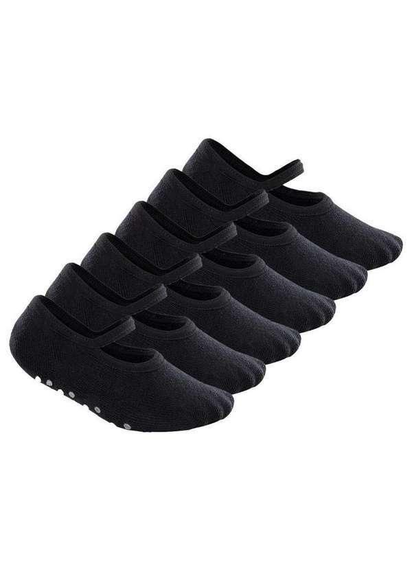 Vista 2 Kit 6 pares de Sapatilhas Bebê Antiderrapante Lupo 2027-004 Preto Lupo