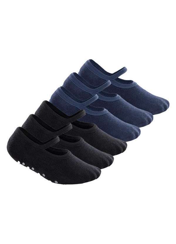 Vista 2 Kit 6 pares de Sapatilhas Bebê Antiderrapante Lupo 2027-004 Preto-Azul Lupo