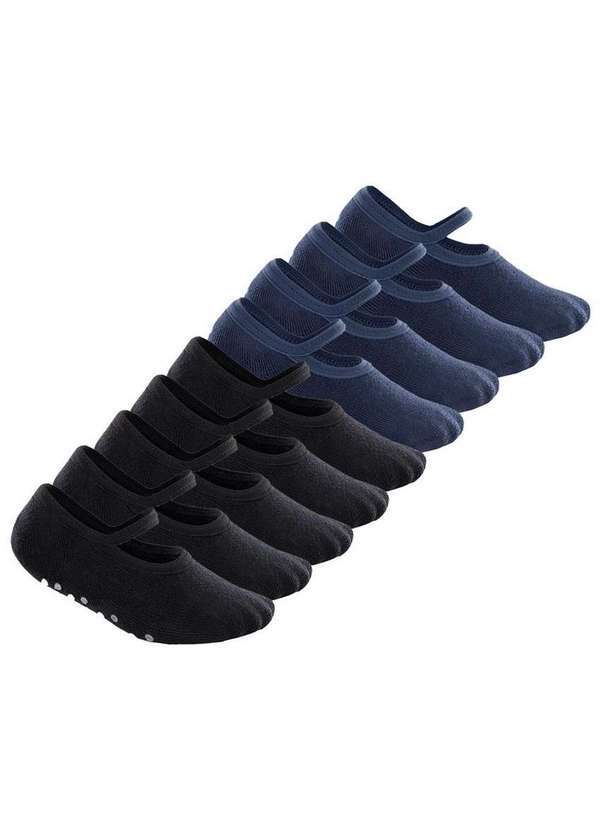Vista 2 Kit 9 pares de Sapatilhas Bebê Antiderrapante Lupo 2027-004 Preto-Azul Lupo