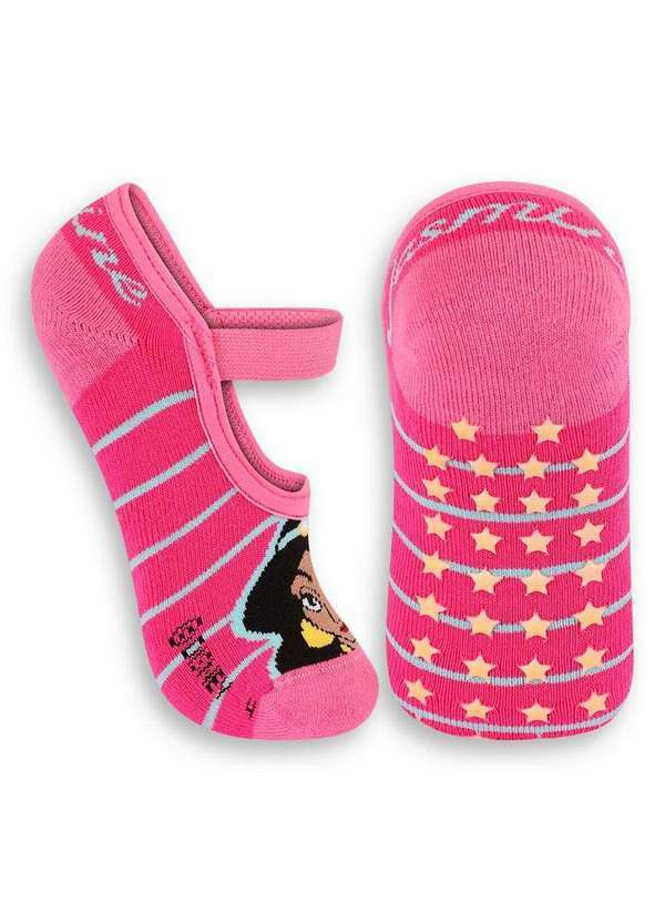 Vista 2 Sapatilha Infantil Antiderrapante Princesas Lupo 2367-013 5450-Rosa-Fruti Disney Disney