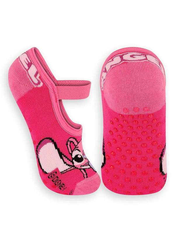 Vista 2 Sapatilha Infantil Antiderrapante Stitch Lupo 2438-003 5450-Rosa-Fruti Disney Disney