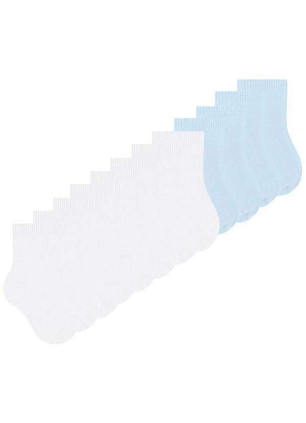 Vista 2 Kit 12 pares de Meias Infantil Cano Médio Selene 1355-001 Branco-Azul SELENE