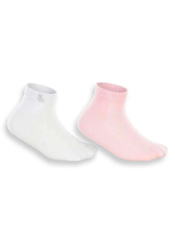 Vista 2 Kit 2 pares de Meias Bebê Cano Médio Lupo 2025-088 0902-Branco-Rosa Lupo