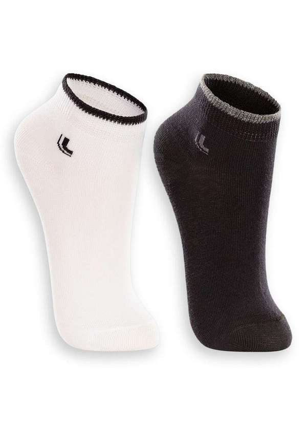 Vista 2 Kit 2 pares de Meias Infantil Cano Curto Lupo 2835-088 0905-Branco-Preto Lupo