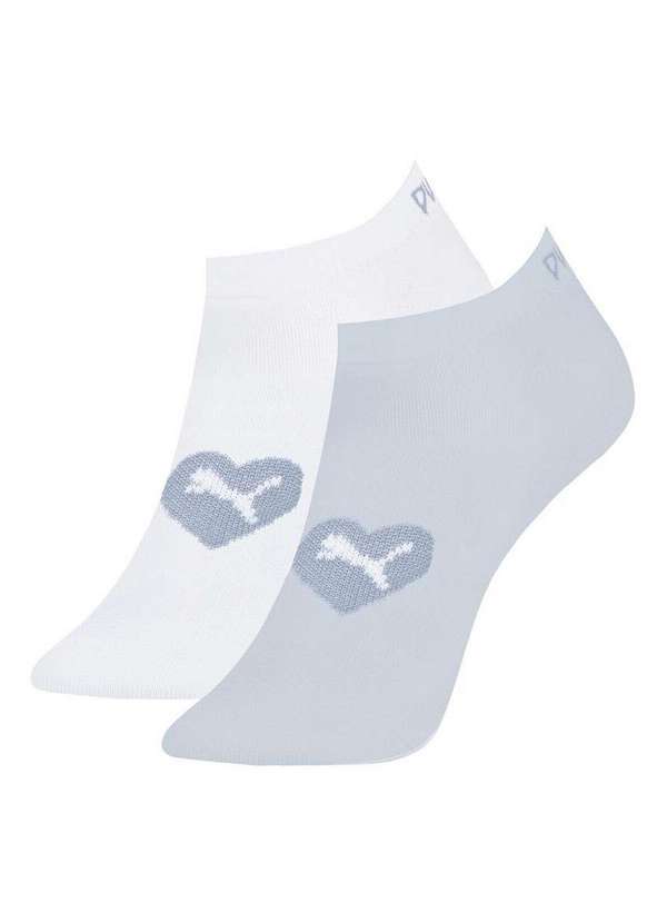 Vista 2 Kit 2 pares de Meias Infantil Invisível Puma 2760-001 978-Branco-Azul-Claro Puma