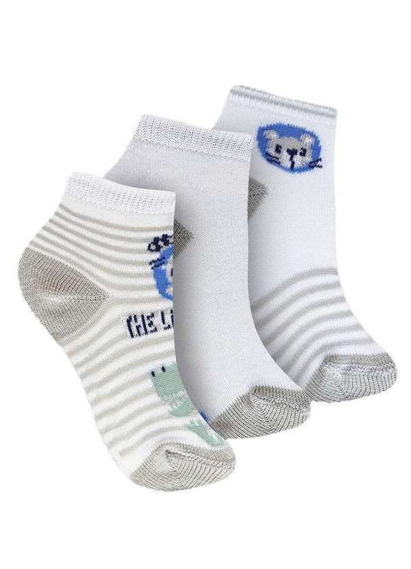 Vista 2 Kit 3 pares de Meias Bebê Cano Médio Trifil 1003 0910-Branco TRIFIL