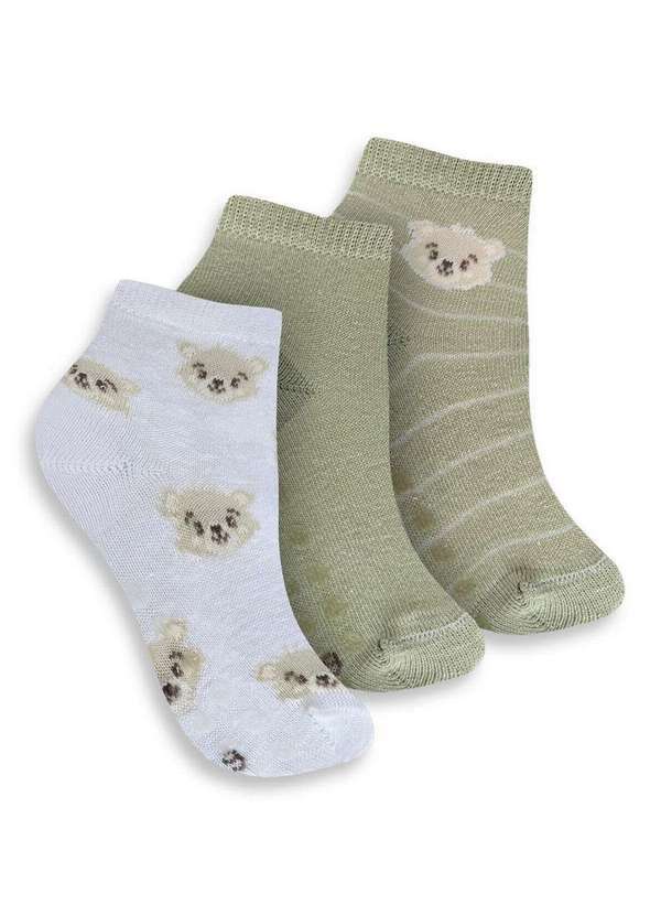 Vista 2 Kit 3 pares de Meias Bebê Cano Médio Trifil 1003 0912-Branco-Caqui TRIFIL