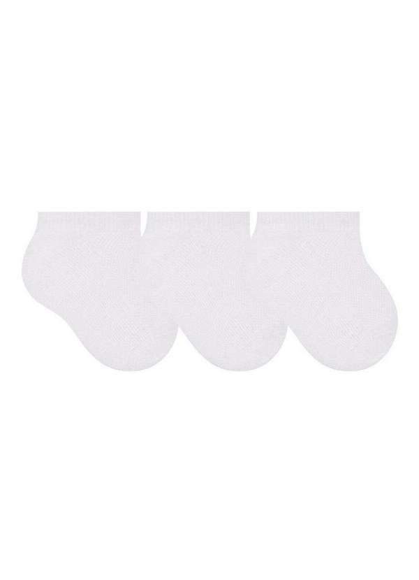 Vista 2 Kit 3 pares de Meias Bebê Invisível Selene 1930-001 998-Branco SELENE