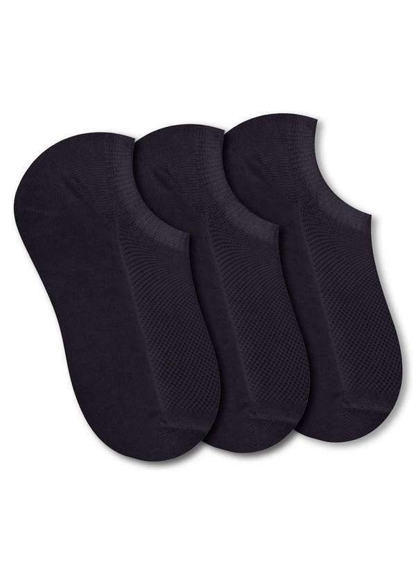 Vista 2 Kit 3 pares de Meias Infantil Invisível Selene 2930-001 998-Preto SELENE