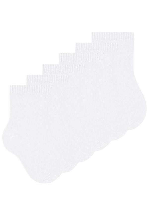 Vista 2 Kit 6 pares de Meias Infantil Cano Médio Selene 1355-001 Branco SELENE