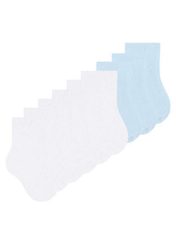 Vista 2 Kit 9 pares de Meias Infantil Cano Médio Selene 1355-001 Branco-Azul SELENE