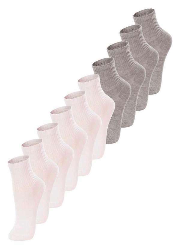 Vista 2 Kit com 10 pares de Meias Infantil Cano Médio Lupo 2727-088 Branco-Mescla-Areia Lupo