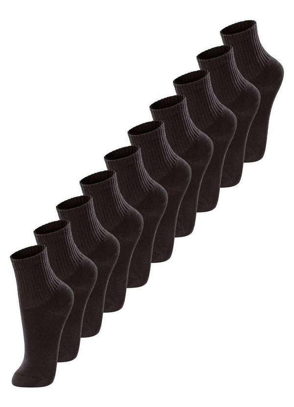Vista 2 Kit com 10 pares de Meias Infantil Cano Médio Lupo 2727-088 Preto Lupo
