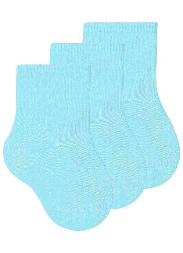 Vista 2 Kit 3 pares de Meias Bebê Cano Curto Selene 1320-001 Azul SELENE