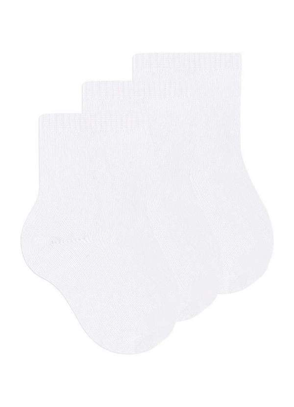 Vista 2 Kit 3 pares de Meias Bebê Cano Curto Selene 1320-001 Branco SELENE