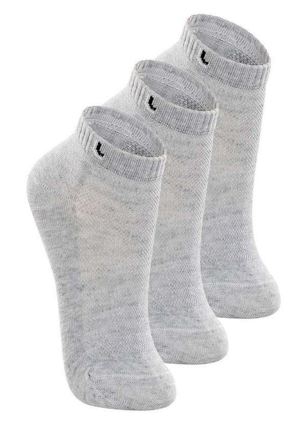 Vista 2 Kit 3 pares de Meias Infantil Cano Curto Lupo 2725-005 Cinza Lupo
