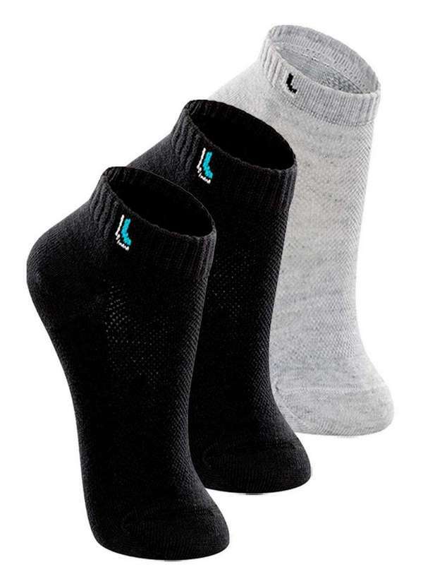 Vista 2 Kit 3 pares de Meias Infantil Cano Curto Lupo 2725-005 Preto-Cinza Lupo