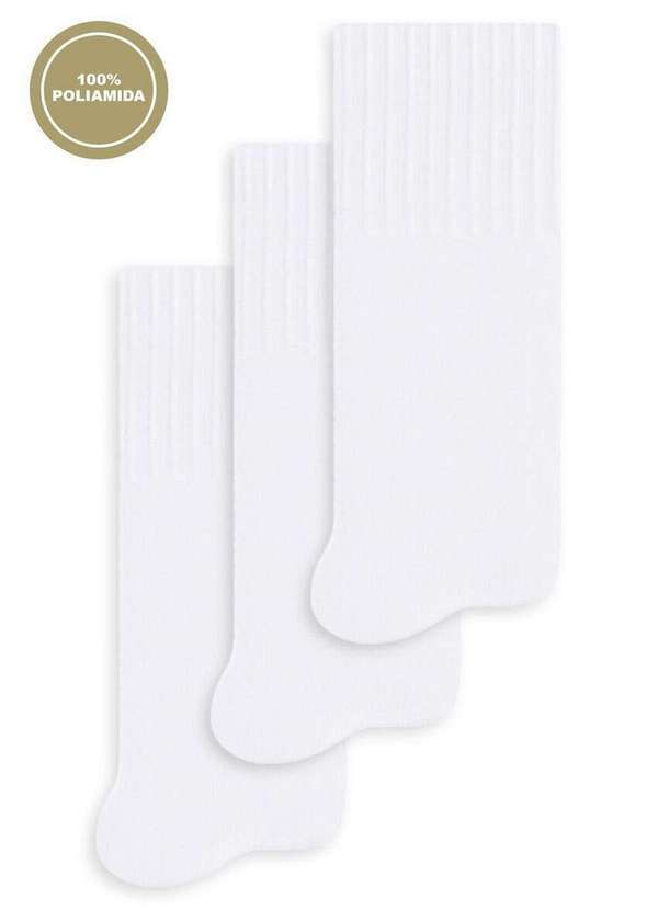 Vista 2 Kit 3 pares de Meias Infantil Cano Longo Selene 5010-002 Branco SELENE