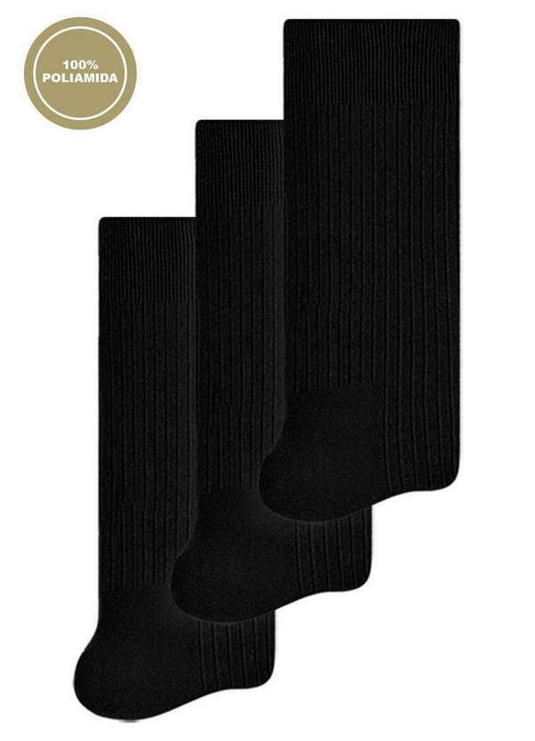 Vista 2 Kit 3 pares de Meias Infantil Cano Longo Selene 5010-002 Preto SELENE