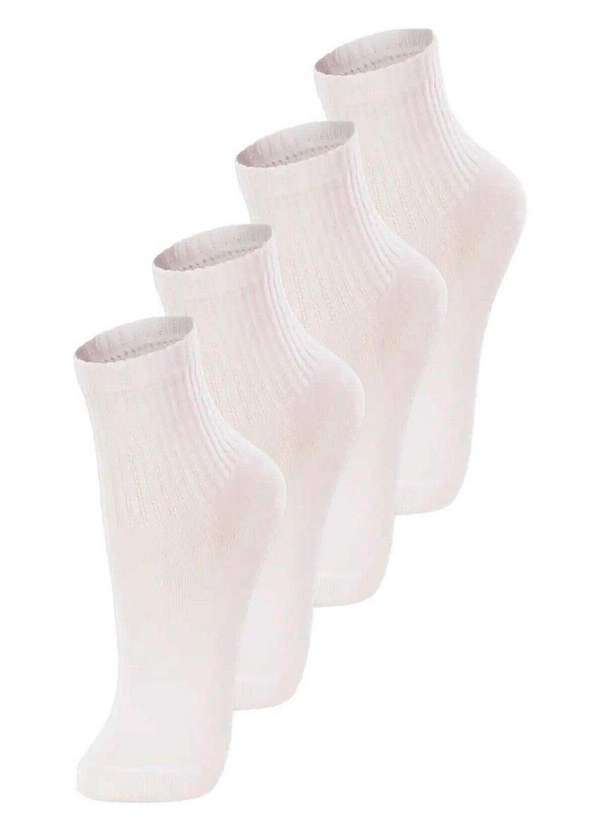 Vista 2 Kit com 4 pares de Meias Infantil Cano Médio Lupo 2727-088 Branco Lupo