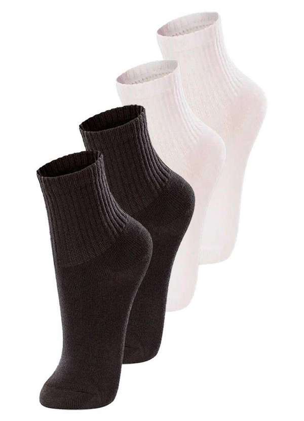 Vista 2 Kit com 4 pares de Meias Infantil Cano Médio Lupo 2727-088 Preto-Branco Lupo