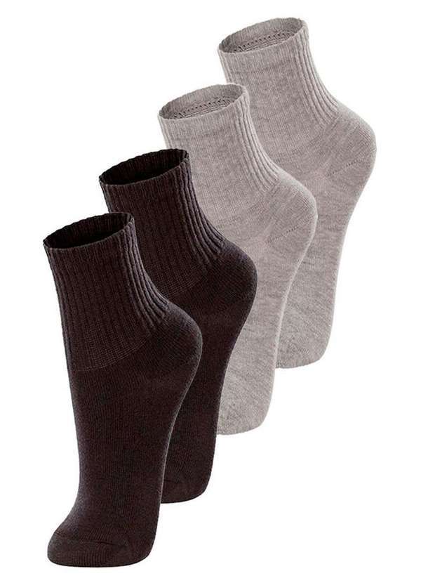 Vista 2 Kit com 4 pares de Meias Infantil Cano Médio Lupo 2727-088 Preto-Mescla-Areia Lupo