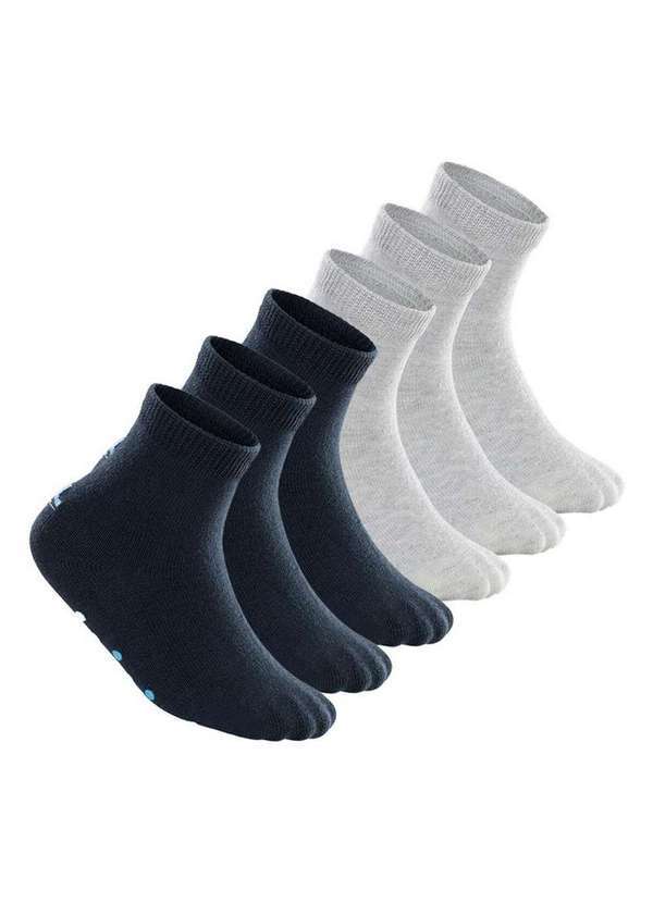Vista 2 Kit 6 pares de Meias Bebê Antiderrapante Lupo 2041-032 Marinho-Cinza Lupo