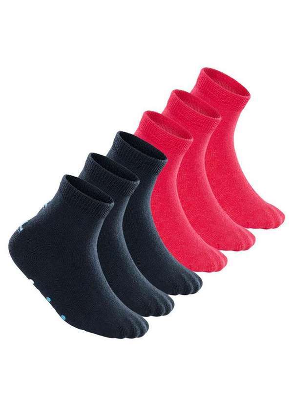 Vista 2 Kit 6 pares de Meias Bebê Antiderrapante Lupo 2041-032 Marinho-Rosa Lupo