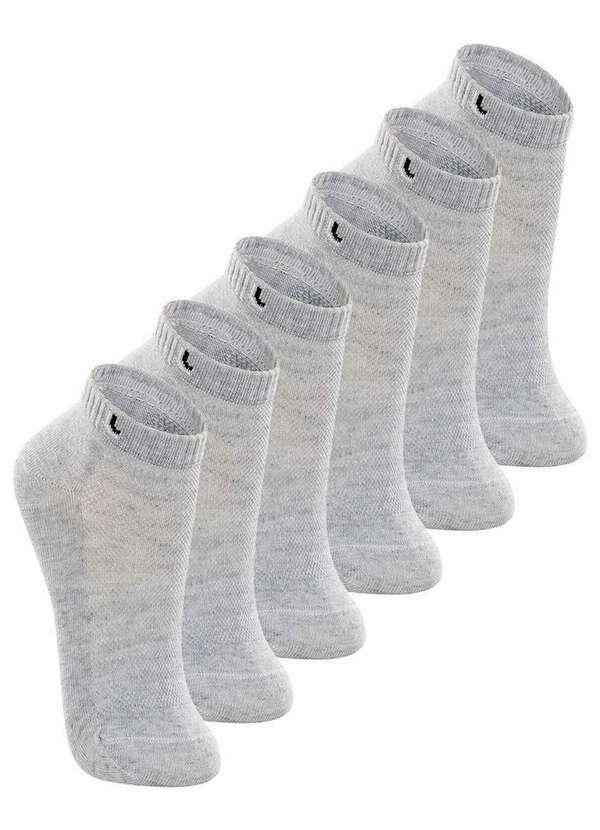 Vista 2 Kit 6 pares de Meias Infantil Cano Curto Lupo 2725-005 Cinza Lupo
