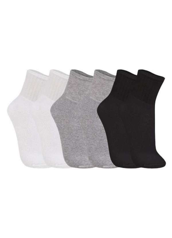 Vista 2 Kit 6 pares de Meias Infantil Cano Médio Trifil 8720 002-Branco-Cinza-Preto TRIFIL