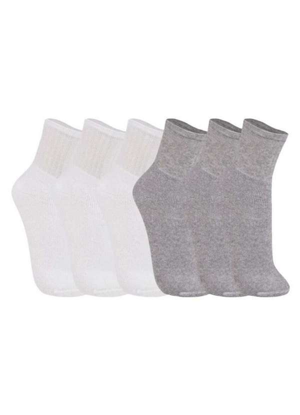 Vista 2 Kit 6 pares de Meias Infantil Cano Médio Trifil 8720 004-Branco-Cinza TRIFIL