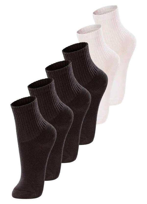 Vista 2 Kit com 6 pares de Meias Infantil Cano Médio Lupo 2727-088 Preto-Branco Lupo